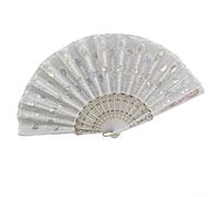 Éventail pliable multicolore pour mariages d'été, danse et cosplay, élégant et élégant (blanc)