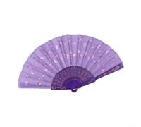 Éventail pliable multicolore pour mariages d'été, danse et cosplay, élégant et élégant (violet)