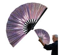 Éventail pliable réfléchissant portable effet holographique fantastique ouverture et fermeture fluides 64 cm pour festivals de musique, carnaval, spectacles de danse