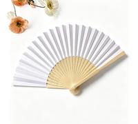 Éventail pliable, ventilateur à main, ventilation d'été (blanc, 10) | Éventail pliable en bambou, offre une circulation de l'air pendant les chaudes journées d'été. Pour les mariages, les fêtes