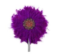 Eventail pliant à plumes, 1 éventail à main en plumes de dinde africaines, for danser, for mariage, for mariée, simple face, fait à la main(Purple 1)