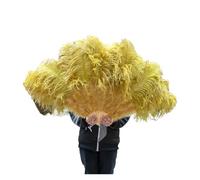 Eventail pliant à plumes, Éventail en plumes d'autruche colorées, grand éventail pliable à main de 130 cm, for spectacle, danse, fête, scène, carnaval, spectacle(Olive Green,Left hand)