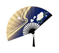 Éventail pliant Anime - Tissu de soie 26 cm | Éventail japonais pliable | Éventails faits à la main en tissu de soie avec design pour décoration de maison, cosplay, spectacles culturels et