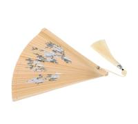 Éventail Pliant en Bambou à Fleurs avec Pompon Style Chinois Traditionnel | Accessoire Compact et Flexible pour Demoiselles D'honneur, Vacances D'été, Finition Lustrée Polie