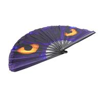 Éventail Pliant en Bambou œil de Hibou Kung Fu, pour Décoration D'halloween et de Noël, Motif œil de Hibou Unique, Portable et Durable