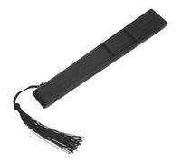Éventail Pliant en Bambou Noir, Style Chinois, Pompon | Pliable D’une Main, Facile à Ranger, Effet Décoratif, pour Scène et Décoration Intérieure