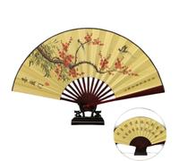 Éventail pliant en bois et papier de riz | Multicolore taille A for le style Hanfu et les souvenirs culturels(3)