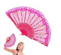 Éventail Pliant en Dentelle - Éventail en Dentelle , Éventail Pliant en Dentelle Fait à la Main avec Roses en Dentelle pour Événements Culturels, Représentations Théâtrales, Parties TEM