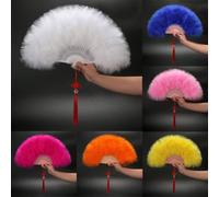 Eventail pliant en plumes de marabout de style vintage pour les années 1920, l'événement Gatsby, la danse et la décoration Blanc,couleur orange,rose,rouge,Rose rouge,jaune,Bleu royalPlume