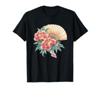 Éventail Pliant Oriental avec Fleurs de Pivoine botanique T-Shirt