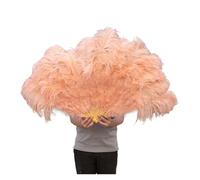 Eventail pliant pour dames, Éventail de 13 plumes d'autruche en os, for carnaval, fête, mariage, spectacle de danse du ventre, décoration DIY, vert menthe(Champagne)