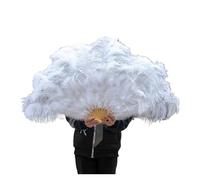 Eventail pliant pour dames, Éventail de plumes d'autruche colorées for fête, mariage, spectacle de danse du ventre, bricolage décoratif, 13 plumes violettes(White)