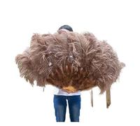 Eventail pliant pour dames, Éventail de plumes d'autruche colorées for fête, mariage, spectacle de danse du ventre, bricolage décoratif, 13 plumes violettes(30 Coffee)