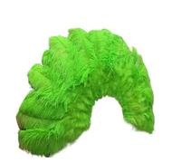 Eventail pliant pour dames, Grand éventail de plumes d'autruche rouges avec bâtons en bambou for décoration de fête d'Halloween de danse du ventre, 13 os(Green)