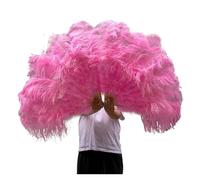 Eventail Plume 100CM Plume Éventail Décorer Halloween Fête De Mariage Décoration Scène Danse du Ventre DIY Plumas Fan Barres Coloré pour Danse(Deep Pink,1 Pcs)