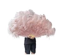 Éventail Plume Éventail À Main Éventail de plumes blanches à 13 os, accessoire de spectacle de carnaval, déplié, 100/130CM de Long, 60/75CM de largeur, grand éventail de plumes(25 Leather Pink,100CM 1