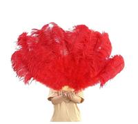 Éventail Plume Éventail À Main Grand éventail de Plumes, for Mariage, Carnaval, célébration, Spectacle de Danse du Ventre, décoration DIY, éventail à Plumes Roses, 13 os(Red,100CM Left Hand)