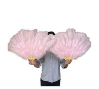 Eventail Plume Éventail De Danse À 13 Os, Grandes Plumes, Pliantes, Accessoires Décoration for Spectacle sur Scène, 100cm/130cm Performance(Pink,2 Pcs 130CM)