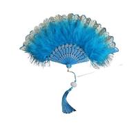 Eventail Plume Éventail Pliable en Dentelle et Plumes Vintage, Style Classique, idéal for la Danse à la Main, décoration de fête ou de Maison(Color 2)