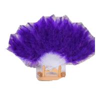 Eventail Plume Éventail Pliant en Plumes, Accessoire de Danse Classique Cheongsam, décorations de Noël rétro(Color 2)