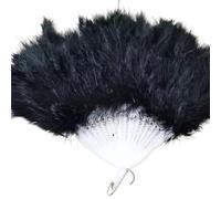 Eventail Plume Éventail Pliant en Plumes, Accessoire de Danse Classique Cheongsam, décorations de Noël rétro(Color 5)