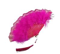 Eventail Plume Éventail Pliant en Plumes, Style Vintage, avec Pendentif, Portable, for décoration de fête de Mariage, Accessoires Photo(Color 9)