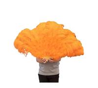 Eventail Plume Éventails à plumes pliables à main for décoration, éventails de spectacle, accessoires de fête, accessoires de spectacle sur scène, 100 cm, 130 cm(Orange,100CM 2PCS)