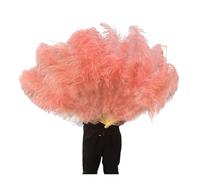 Eventail Plume Grands éventails de Plumes pelucheuses à 13 os, 100CM 130CM, Rose Rouge, Main, for fête Mariage, Accessoires Spectacle sur scène Performance(Pink01,Left Hand 100CM)