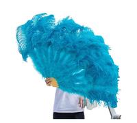 Eventail Plumes Cabaret Grand 1/2pcs éventails en Plumes Naturelles 100/130 cm éventail à Main Pliable for décorer Une fête d'halloween, Un for Danse du Ventre(Sky Blue,Small Fan 2pc)