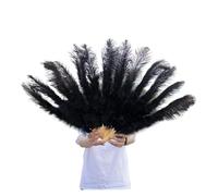 Eventail Plumes Cabaret Grand 1/2pcs éventails en Plumes Naturelles 100/130 cm éventail à Main Pliable for décorer Une fête d'halloween, Un for Danse du Ventre(Black,Small Fan 1pc)