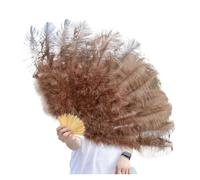 Eventail Plumes Cabaret Grand 1/2pcs éventails en Plumes Naturelles 100/130 cm éventail à Main Pliable for décorer Une fête d'halloween, Un for Danse du Ventre(Coffee,Small Fan 2pc)