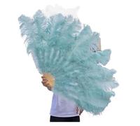 Eventail Plumes Cabaret Grand 1/2pcs éventails en Plumes Naturelles 100/130 cm éventail à Main Pliable for décorer Une fête d'halloween, Un for Danse du Ventre(Blue,Small Fan 2pc)