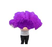 Eventail Plumes Cabaret Grand 13 Barres Grands éventails de Plumes colorées éventail Pliant for Carnaval fête Festival opéra Tenant des Accessoires décoration Accessoire(Deep Purple,1 PCS)