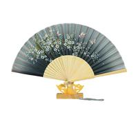 Éventail portable en soie avec cadre en bambou - Design vintage chinois - Accessoires de refroidissement pour femmes et filles - Pour fête, danse, spectacles, cadre en bambou - Pliable