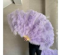 Éventail portatif en plumes d'autruche vert foncé, 100 cm/130 cm, 13 plumes, pour danse du ventre, carnaval, scène, accessoires de mariage et de fête - 21 violet clair - 100 cm, 1 paire (deux)