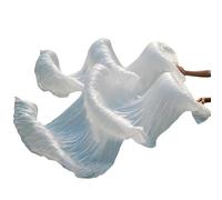 Éventail pour La Danse Orientale 1 Paire de Fans Danse du Ventre en Soie for Spectacle sur scène, Accessoires, Couleur Unie(White,S-120x90cm)
