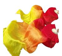 Éventail pour La Danse Orientale Éventail en Soie véritable for Femmes, 1 Paire, Fans de Performance Danse du Ventre, dégradé Couleur, Pratique Danseuse Longue(Color 2,180x90cm)