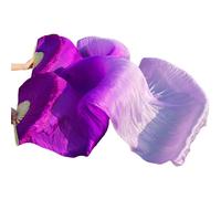 Éventail pour La Danse Orientale Éventails de Danse du Ventre en Soie for Spectacle sur scène, Accessoires Couleur dégradée, éventails Violet + Clair(XL-230x90cm)