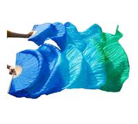 Éventail pour La Danse Orientale Éventails en Tissu de Soie véritable, 1 Paire, Faits à la Main for Femmes, Danse du Ventre, dégradé Couleurs, Performance(Color 7,280x90cm Real Silk)