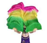 Éventail pour La Danse Orientale Voile d'éventail de Danse du Ventre for Femmes, Paires Soie dégradée Faites à la Main, 180x90cm, Accessoires Spectacle sur scène(Color 19,150cmX90cm)