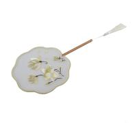 Éventail rond brodé double face de style ancien avec artisanat pour Hanfu, théâtre et occasions spéciales (E)