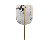Éventail rond chinois, éventail chinois en soie avec impression recto verso et motif rétro, éventail non pliable, éventail classique multifonctionnel en tissu(F)