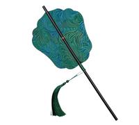 Éventail rond chinois pliable, éventail rond en soie à pompons, éventail portable et enroulable(F)