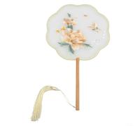 Éventail rond double face brodé à la main avec motifs chinois classiques pour concours historique et théâtre (C)