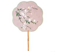 Éventail rond double face brodé à la main style Suzhou, design ancien ventilateur de refroidissement pour Hanfu et occasions culturelles (D)