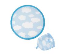 Fisura Éventail rond pliable « Nuages » - Ventilateur à main pliable original - Frisbee bleu et blanc - Éventail portable pour fêtes - 20 cm, Nuages, 1 unité, taille unique