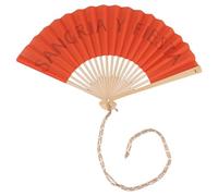 Éventail Sangria Y Fiesta Orange, Manche en Bambou avec chaîne, Teintes Uniques