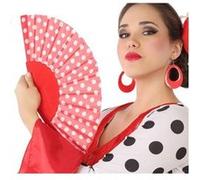 Eventail Tissu Rouge Espagnol Rouge G