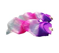 Éventails de danse du ventre en voile de soie véritable/imitation, 1 paire, longs éventails de danse du ventre, accessoires de danse teints à la main(Color6,250x90cm Real Silk)