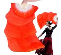 Éventails de danse orientale teints par nœuds pour danse orientale, 1,8 m de long avec baleines épaisses, fournitures de danse colorées, voiles d'éventail pliables pour les performances et la pratique